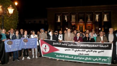 حناجر ناشطين تصدح بالاحتجاج ضد إجرام إسرائيل والتمسك بحقوق فلسطين